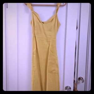 Yellow Linen Reformation Dress Size 6 Open Back